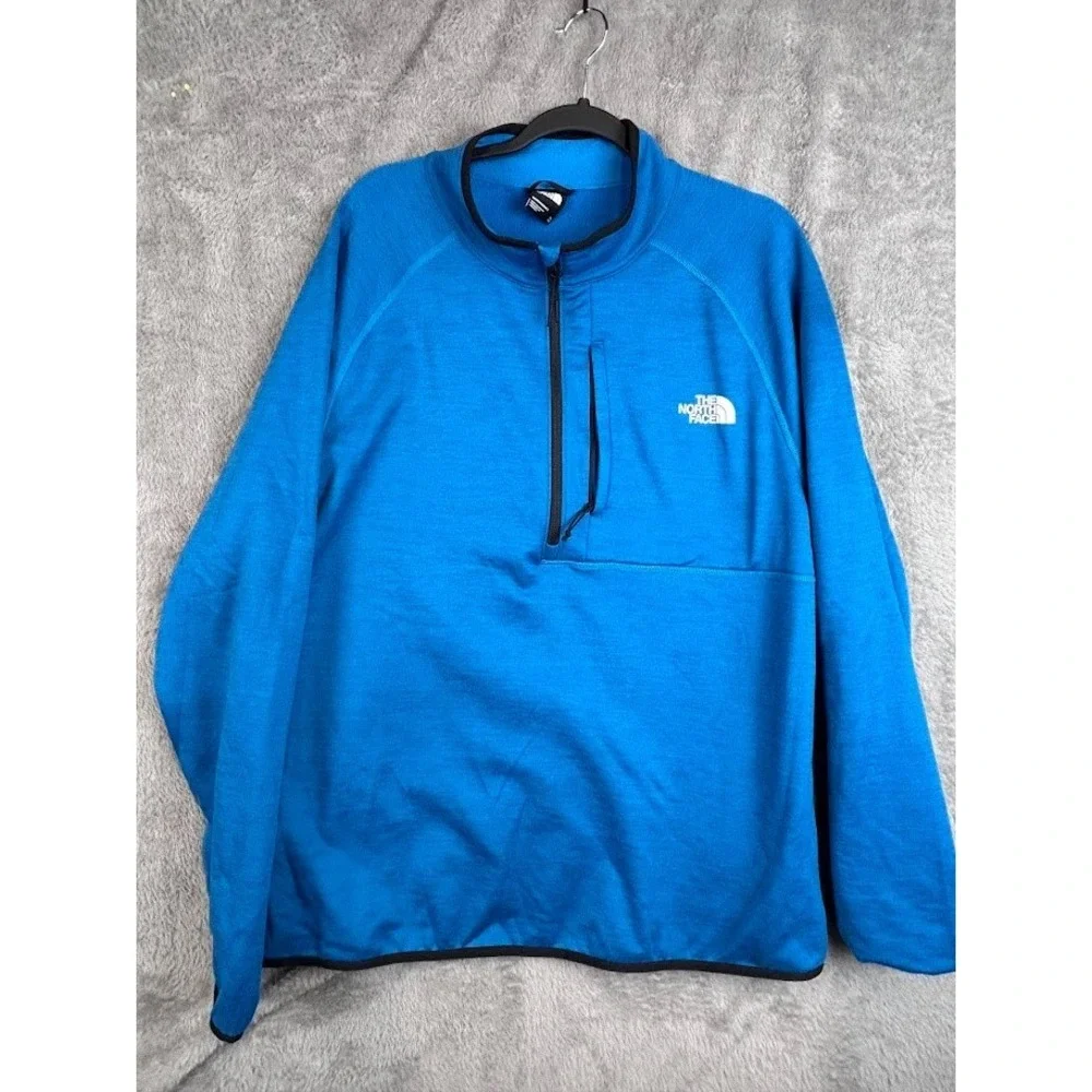 The North Face Men's XL Blue 1/4 Zip Fleece Pullover Jacket w/ Zip Pocket Hiking